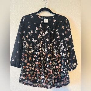 Siren Lily Black Floral Blouse